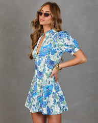 Bluebell Bloom Paisley Floral Mini Shirt Dress
