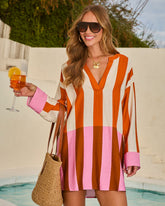 Easy Holiday Striped Colorblock Mini Dress