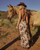 Lucea Abstract Spot Cowl Neck Maxi Dress