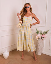 Misty Aura Plaid Midi Dress