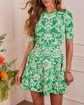 Soft Petals Floral Paisley Knit Mini Dress