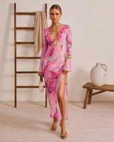 Fluid Shift Abstract Mesh Cover Up Dress