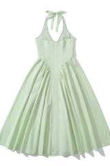 Cyan Halter Ruched Zip-back Skirt