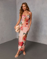 First Glow Floral Mesh Maxi Dress