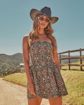 Whisper Canyon Aztec Print Tapestry Mini Dress