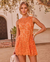 Sun Petal Floral Lace Mini Dress