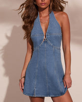 Dune Mirage Denim Halter Mini Dress