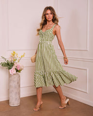 Serene Renewal Gingham Midi Dress
