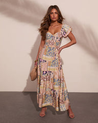 Prairie Stardust Abstract Patchwork Maxi Dress