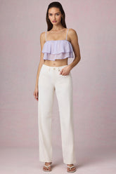 Mid-Rise Barrel-Leg Jeans in Ecru Wash