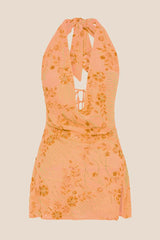 Pink Beaded Cowl Neck Short Dress