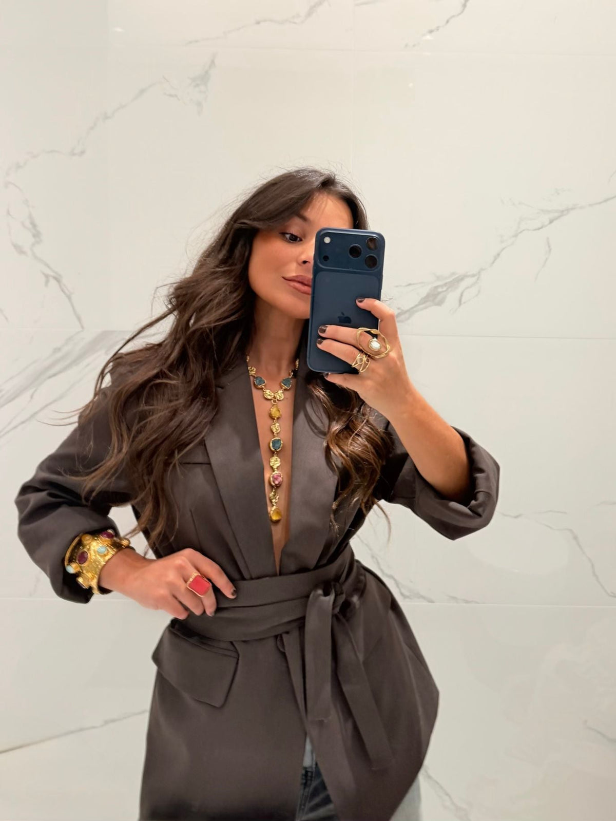 Must-have Belted Blazer in Chocolate