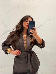 Must-have Belted Blazer in Chocolate